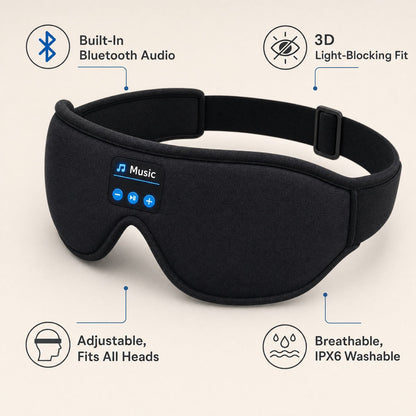 3D Bluetooth sleep mask with rechargeable battery and stereo sound